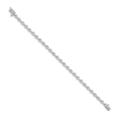 14K White Gold Complete 2 carat Round A Diamond Bar Link Tennis Bracelet