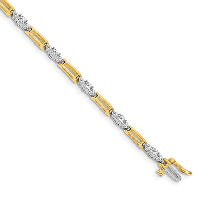 14K Two-tone Complete 2.1 carat Round A Diamond Bar Link Tennis Bracelet