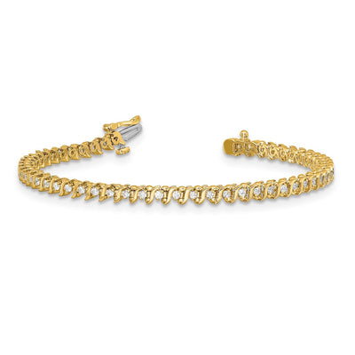 14K Complete 7/8 carat Round A Diamond 2-prong S-link Tennis Bracelet