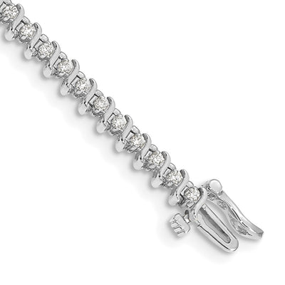 14K White Gold Complete 7/8 carat Round AA Diamond 2-prong S-link Tennis Bracelet