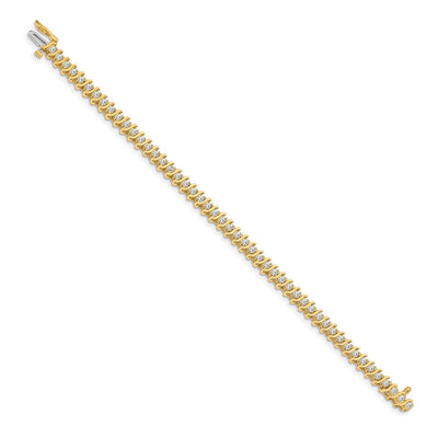 14K Complete 2 carat Round A Diamond 2-prong S-link Tennis Bracelet