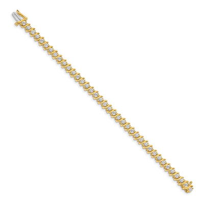 14K Complete 3.9 Carat Round Diamond 2-Prong S-Link Tennis Bracelet