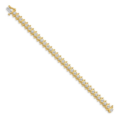 14K Complete 7.19 Carat Round Diamond 2-Prong S-Link Tennis Bracelet