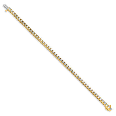 14K Complete 4.1 Carat Round Diamond 4-Prong Tennis Bracelet
