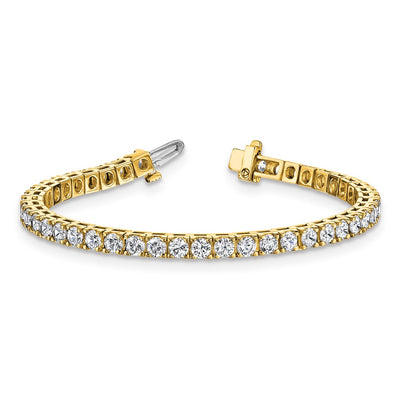 14K Complete 6.44 Carat Round Diamond 4-Prong Tennis Bracelet