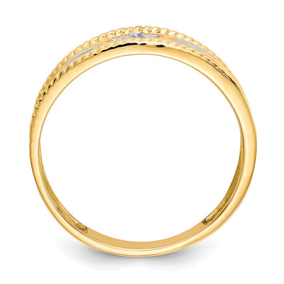 14K with Rhodium Men's .. Diamond Trio Cross Wedding Band