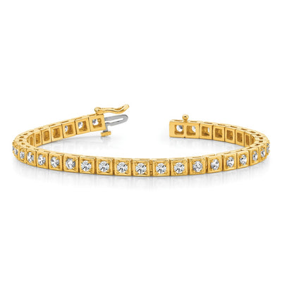14K Complete 1.75 carat Round A Diamond 4-prong Tennis Bracelet