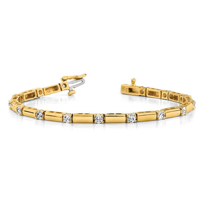 14K Complete 1 carat Round A Diamond Bar Link Tennis Bracelet