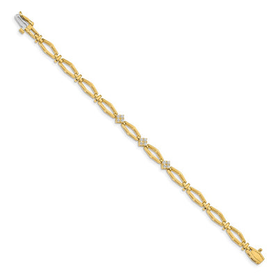 14K Complete 1/5 Carat Round Diamond Cluster Fancy Bracelet - Classic Design