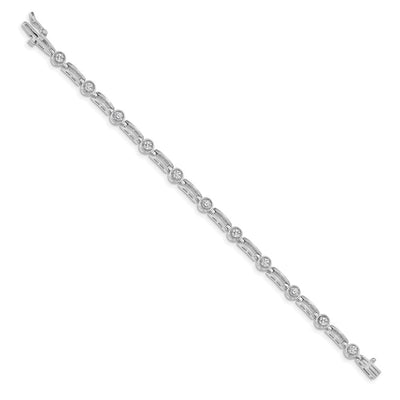 14K White Gold Complete 3/4 carat Round A Diamond 4-prong Bar Link Tennis Bracelet