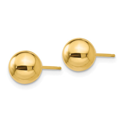 14K Polished Ball Post Earrings, 7 x 7mm