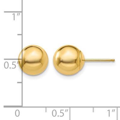 14K Polished Ball Post Earrings, 8 x 8mm