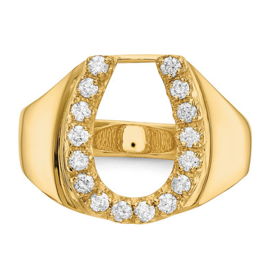 14K AA Diamond Men's Horse shoe Ring