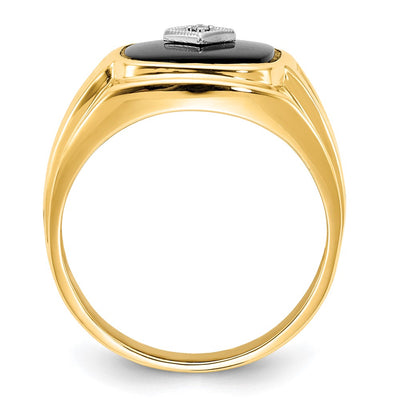14K AA Diamond & Onyx Men's Ring