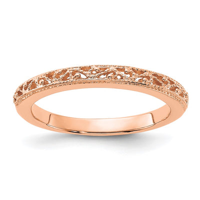 14K Rose Gold Filigree Wedding Band