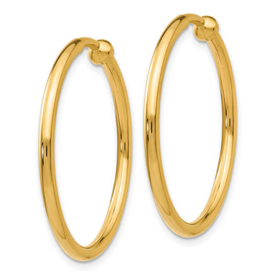 14K Non-Pierced Hoop Earrings, 25 x 2mm