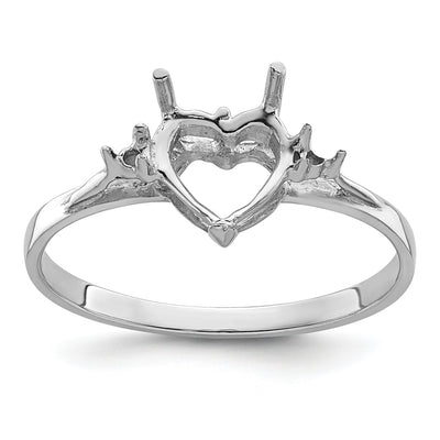 14K White Gold Diamond/ Heart Gemstone Ring Mounting