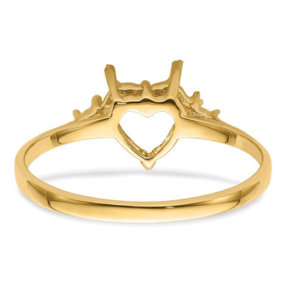 14K White Gold Diamond/ Heart Gemstone Ring Mounting
