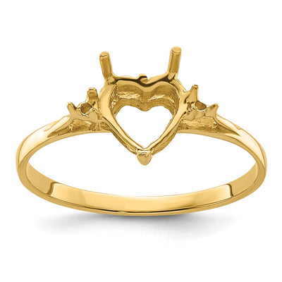 14K White Gold Diamond/ Heart Gemstone Ring Mounting