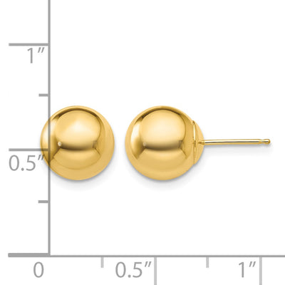 14K Polished Ball Post Earrings, 9 x 9mm