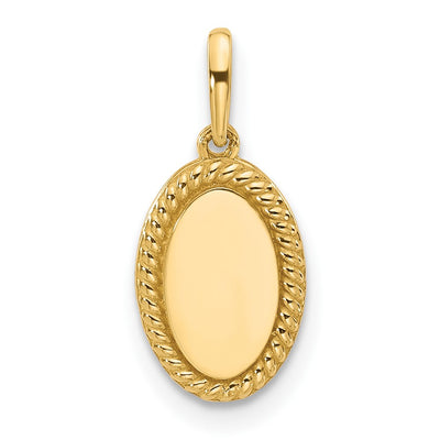 14K Polished Oval with Rope Border Charm