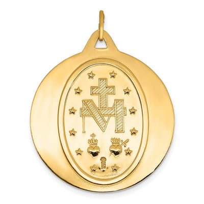 14K Miraculous Medal Pendant, 37 x 29.25mm