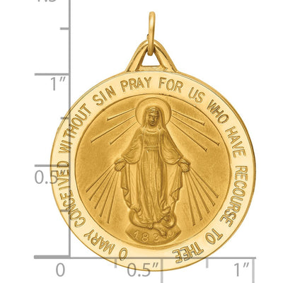 14K Miraculous Medal Pendant, 37 x 29.25mm