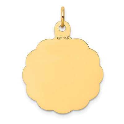 14K Wedding Bells Engraveable Disc Charm, 27 x 23mm
