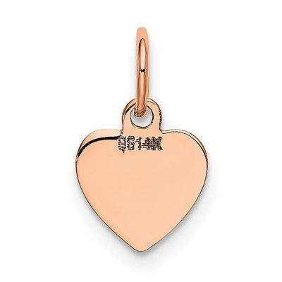 14K Rose Polished Heart Shaped Disc Pendant, 15 x 10mm