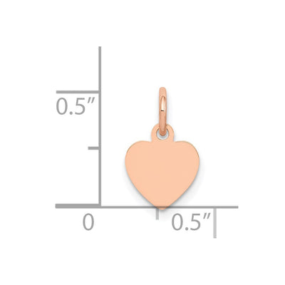 14K Rose Polished Heart Shaped Disc Pendant, 14 x 9mm