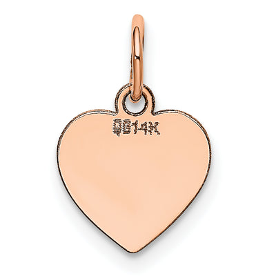 14K Rose Polished Heart Shaped Disc Pendant, 15 x 10mm