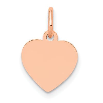 14K Rose Polished Heart Shaped Disc Pendant, 15 x 10mm