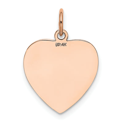 14K Rose Polished Heart Shaped Disc Pendant, 21 x 16mm