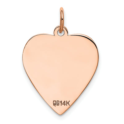 14K Rose Polished Heart Shaped Disc Pendant, 25 x 18mm
