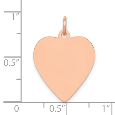 14K Rose Polished Heart Shaped Disc Pendant, 25 x 18mm