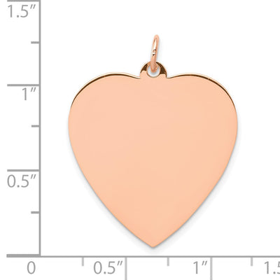 14K Rose Polished Heart Shaped Disc Pendant, 32 x 25mm