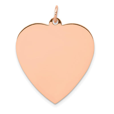 14K Rose Polished Heart Shaped Disc Pendant, 32 x 25mm