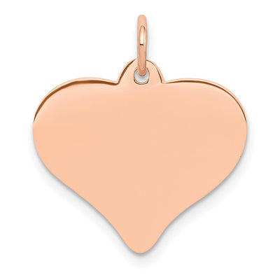 14K Rose Polished Heart Shaped Disc Pendant, 21 x 18mm