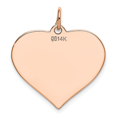 14K Rose Polished Heart Shaped Disc Pendant, 26 x 24mm