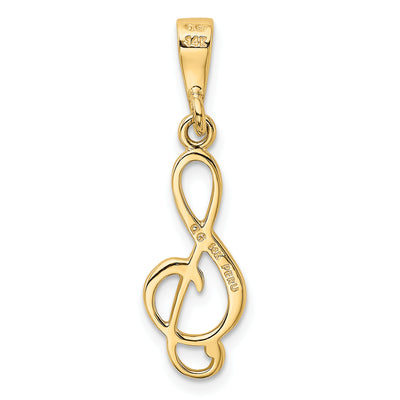 14K Treble Clef Charm, 30 x 10mm