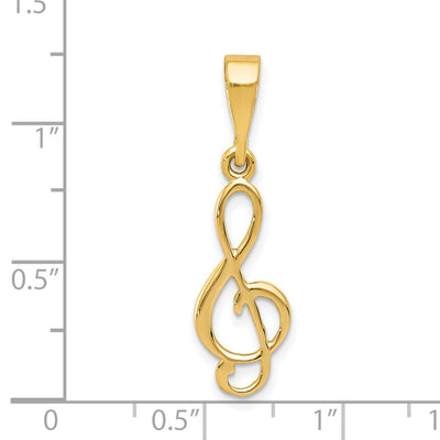 14K Treble Clef Charm, 30 x 10mm