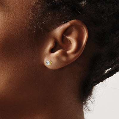 14K AA Quality Complete Princess-cut Diamond Stud Earrings
