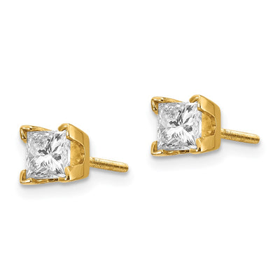 14K VS Quality Complete Princess-cut Diamond Earrings, 4 x 4mm