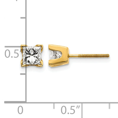 14K VS Quality Complete Princess-cut Diamond Earrings, 4 x 4mm