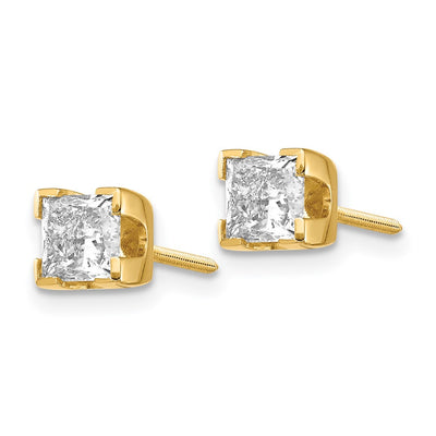 14K VS Quality Complete Princess-cut Diamond Earrings, 4.5 x 4.5mm