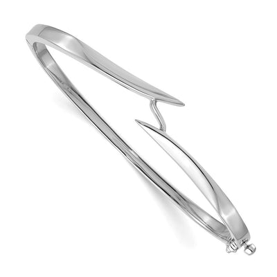 14K White Gold Hinged Oval Bangle Bracelet Mounting, 7 x 13mm