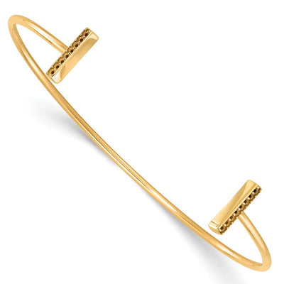 14K Holds 1/6 carat Round Stones Bar Flexible Cuff Bangle Bracelet Mounting