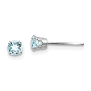14k White Gold Aquamarine Stud Earrings (Style XBE123)