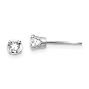 14k White Gold White Topaz Stud Earrings (Style XBE124)