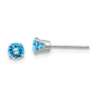 14k White Gold Blue Topaz Stud Earrings (Style XBE132)
